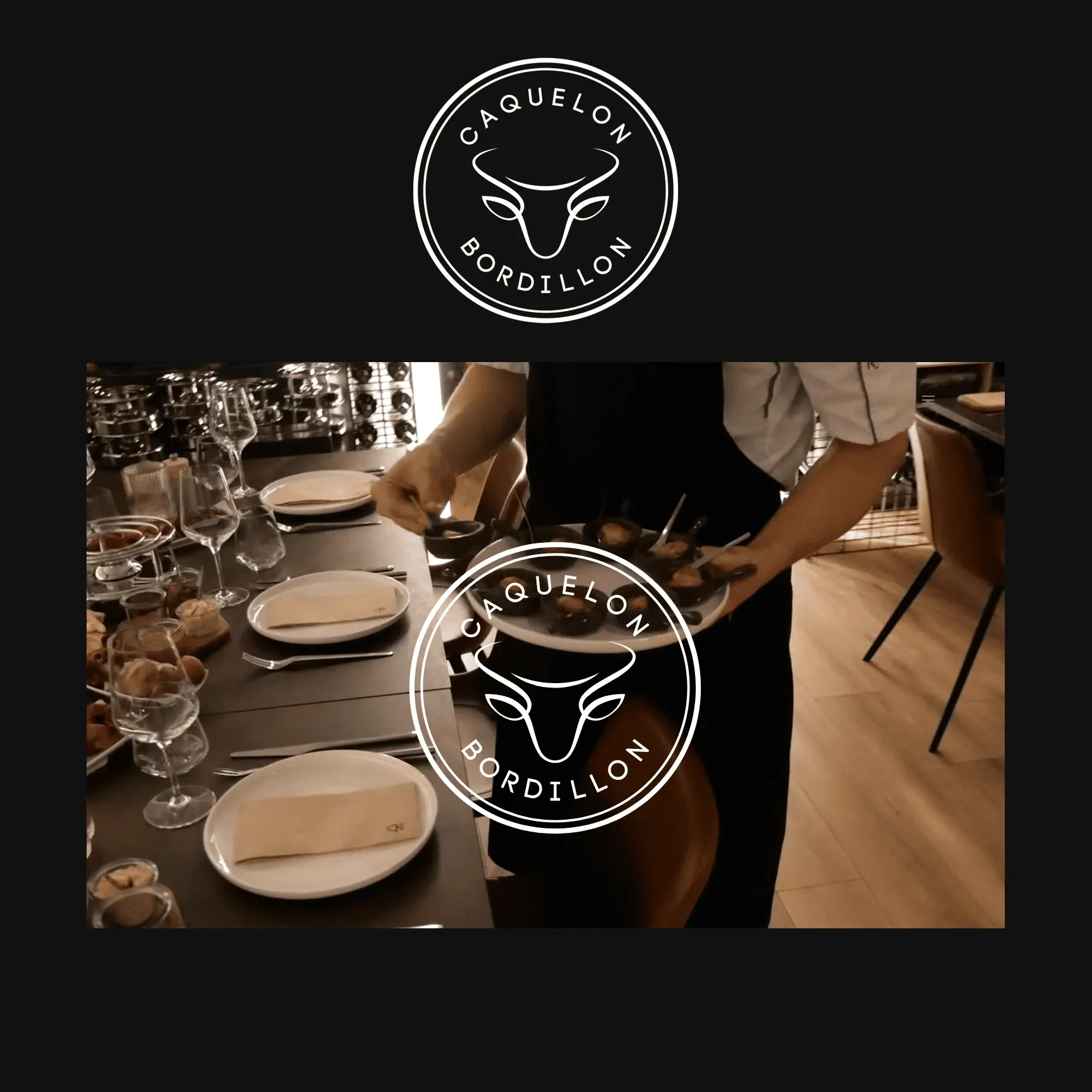Logo de Caquelon Bordillon et capture du site du restaurant