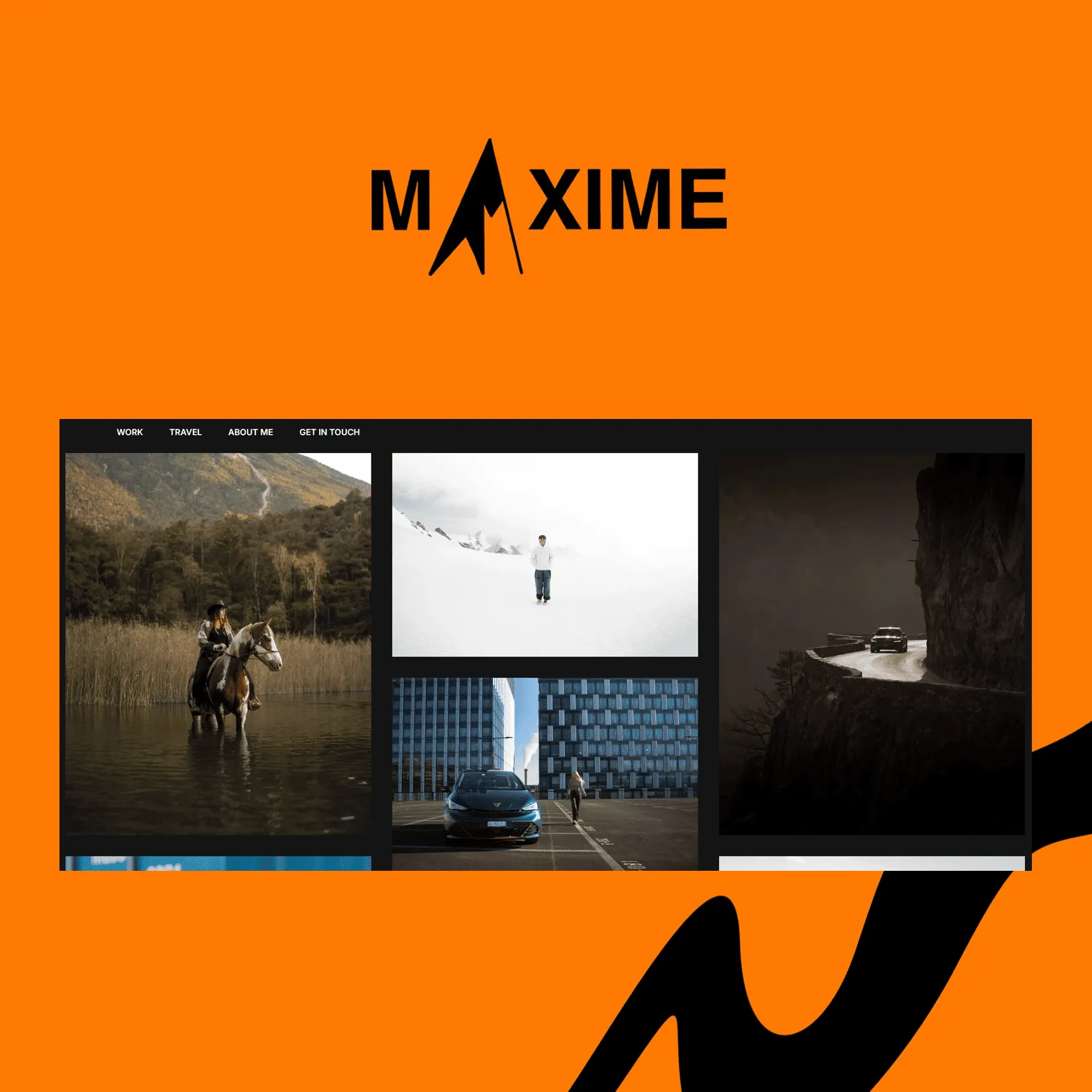Logo de Maxime et capture du portfolio photo en ligne